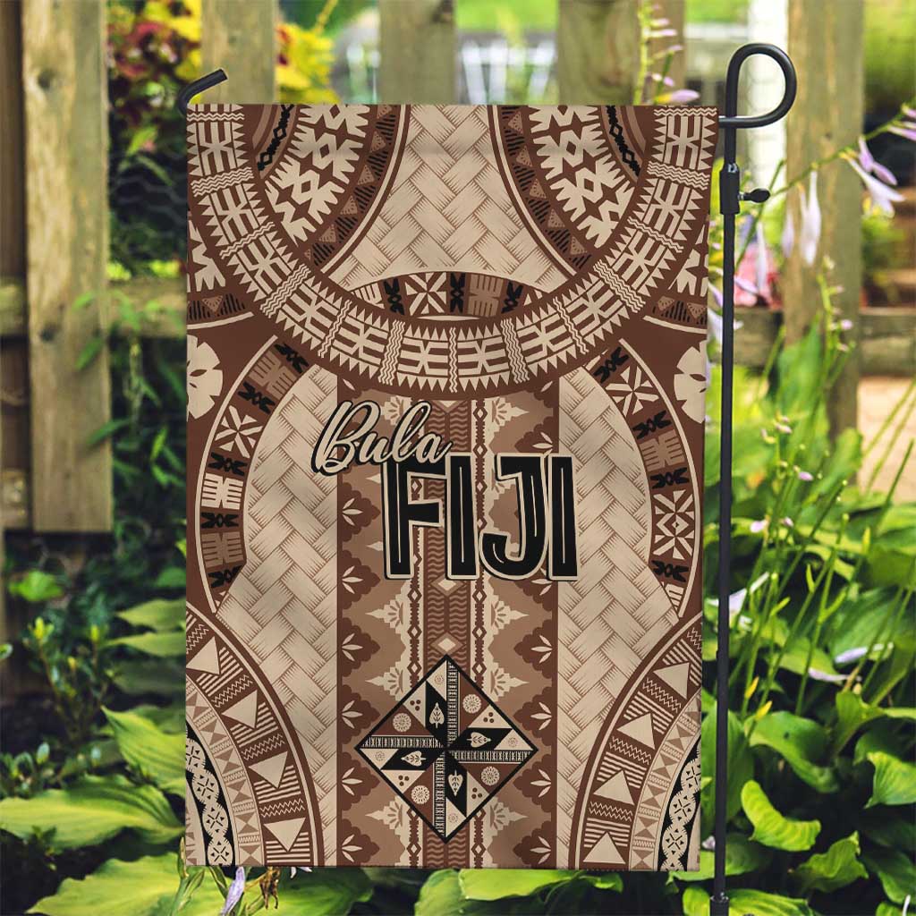 Bula Fiji Vintage Garden Flag Brown Masi Motifs