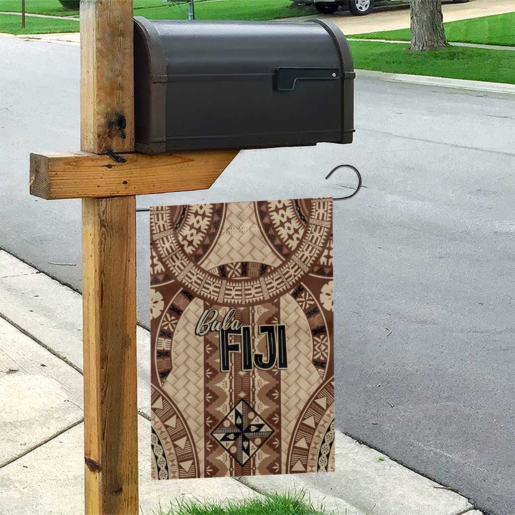 Bula Fiji Vintage Garden Flag Brown Masi Motifs
