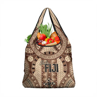 Bula Fiji Vintage Grocery Bag Brown Masi Motifs