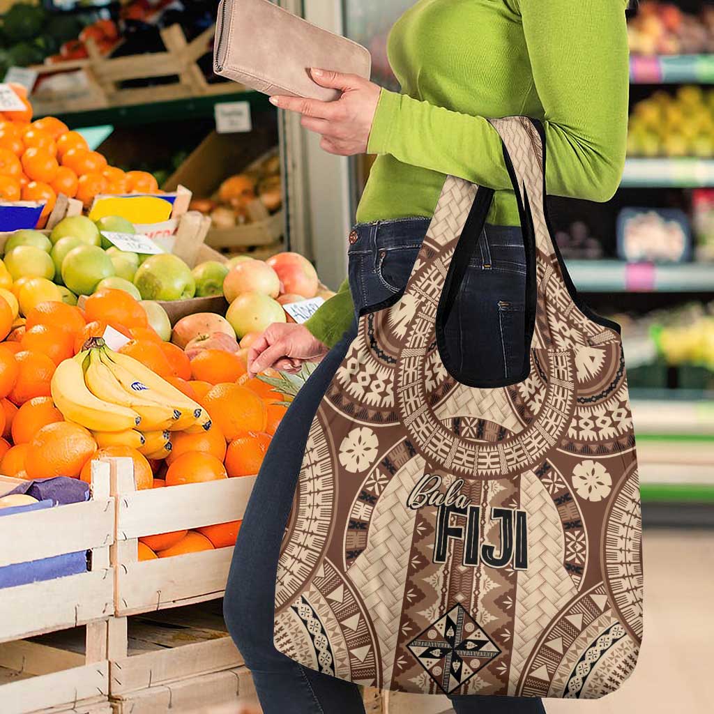 Bula Fiji Vintage Grocery Bag Brown Masi Motifs