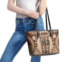 Bula Fiji Vintage Leather Tote Bag Brown Masi Motifs