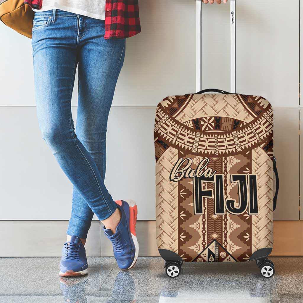Bula Fiji Vintage Luggage Cover Brown Masi Motifs LT7 - Polynesian Pride