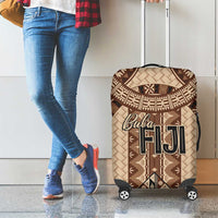 Bula Fiji Vintage Luggage Cover Brown Masi Motifs LT7 - Polynesian Pride
