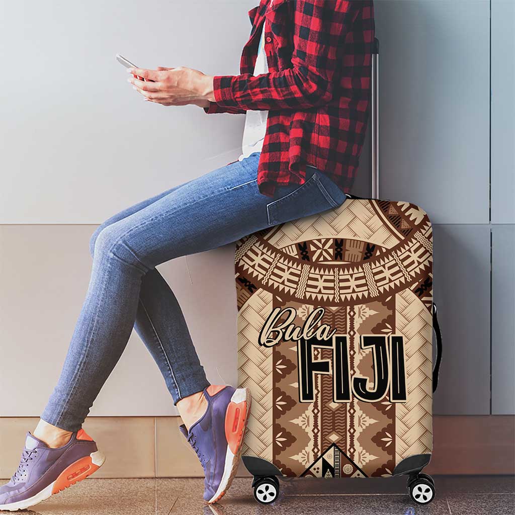 Bula Fiji Vintage Luggage Cover Brown Masi Motifs LT7 - Polynesian Pride