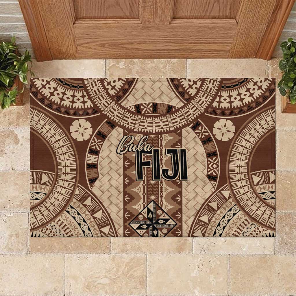 Bula Fiji Vintage Rubber Doormat Brown Masi Motifs