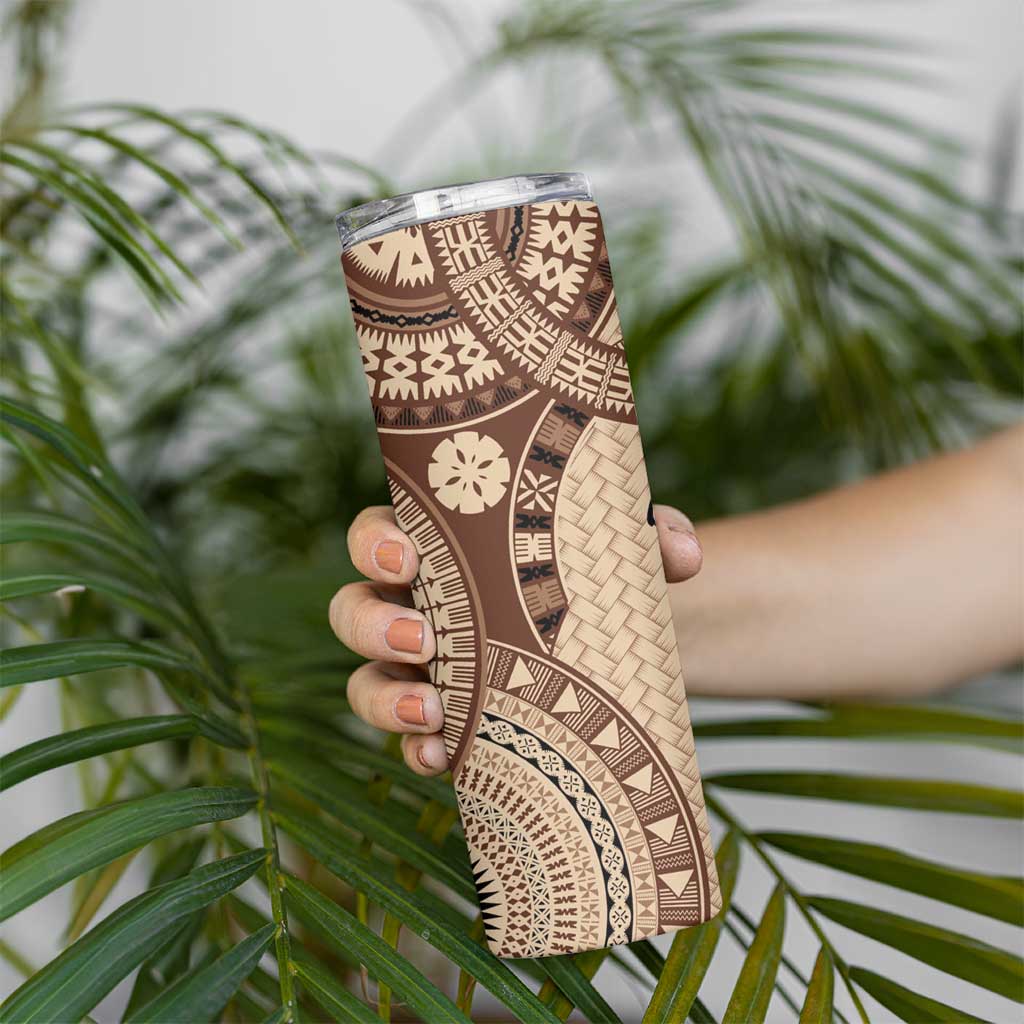 Bula Fiji Vintage Skinny Tumbler Brown Masi Motifs