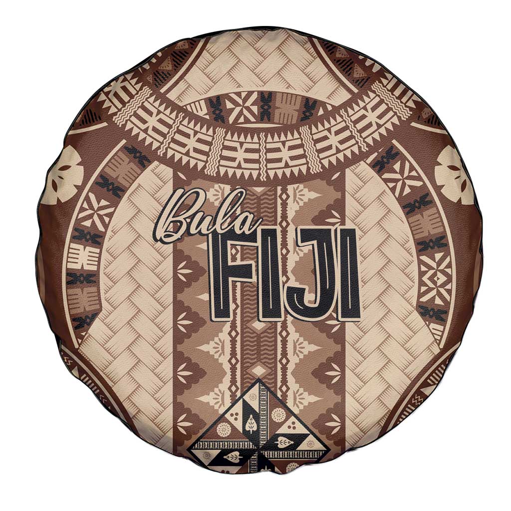 Bula Fiji Vintage Spare Tire Cover Brown Masi Motifs