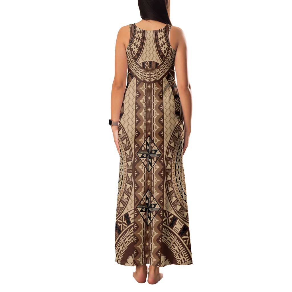 Bula Fiji Vintage Tank Maxi Dress Brown Masi Motifs
