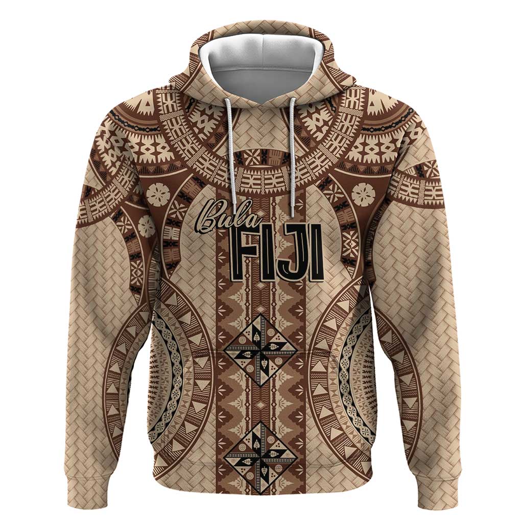 Bula Fiji Vintage Zip Hoodie Brown Masi Motifs