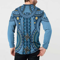 Bula Fiji Vintage Button Sweatshirt Prussian Blue Masi Motifs