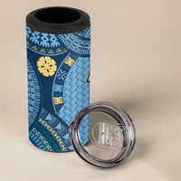 Bula Fiji Vintage 4 in 1 Can Cooler Tumbler Prussian Blue Masi Motifs