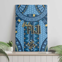 Bula Fiji Vintage Canvas Wall Art Prussian Blue Masi Motifs