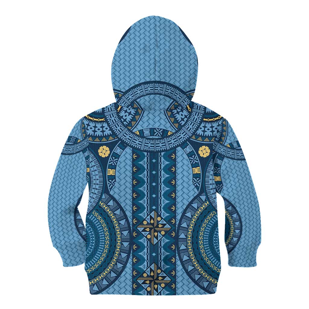 Bula Fiji Vintage Kid Hoodie Prussian Blue Masi Motifs