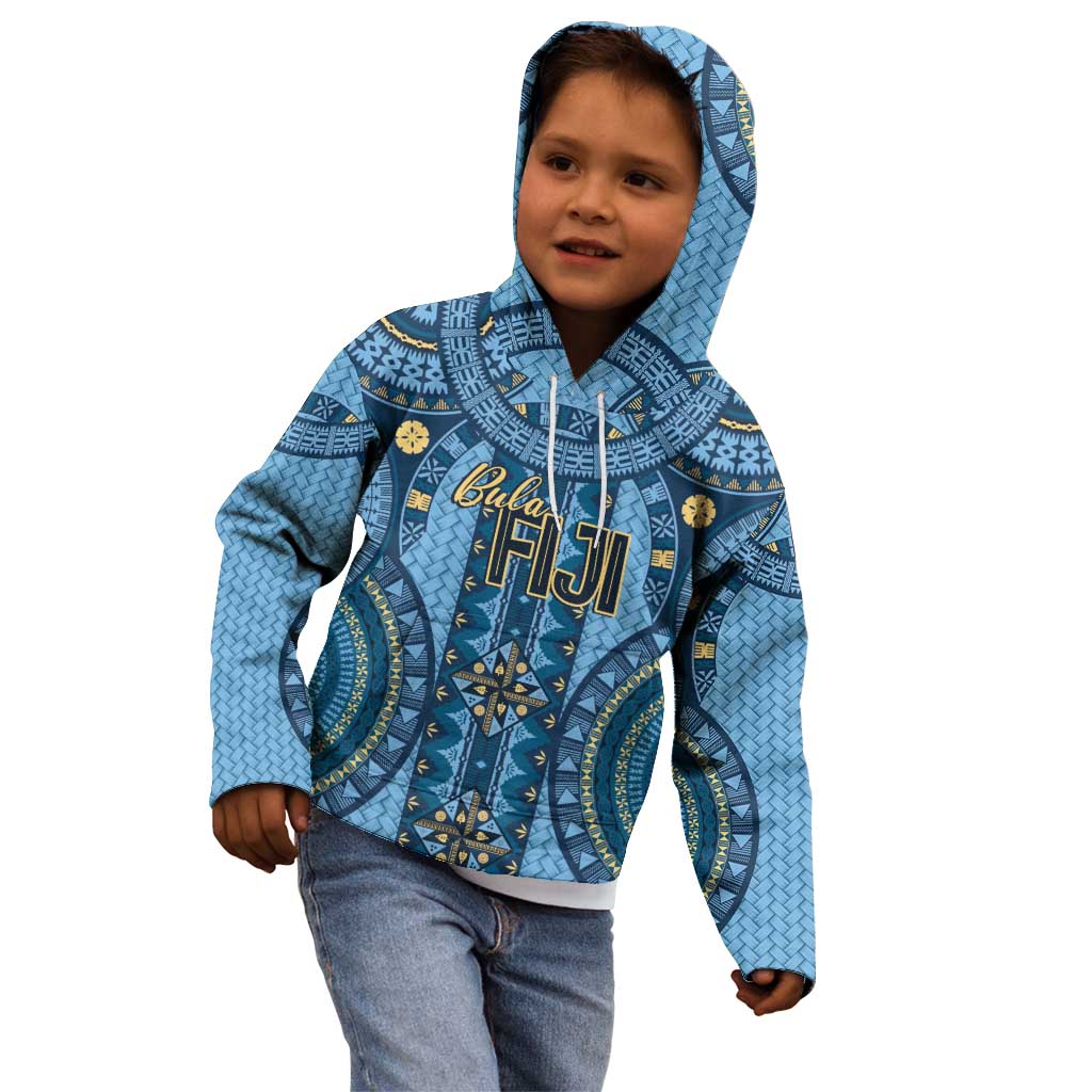 Bula Fiji Vintage Kid Hoodie Prussian Blue Masi Motifs