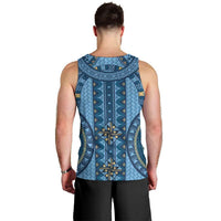 Bula Fiji Vintage Men Tank Top Prussian Blue Masi Motifs
