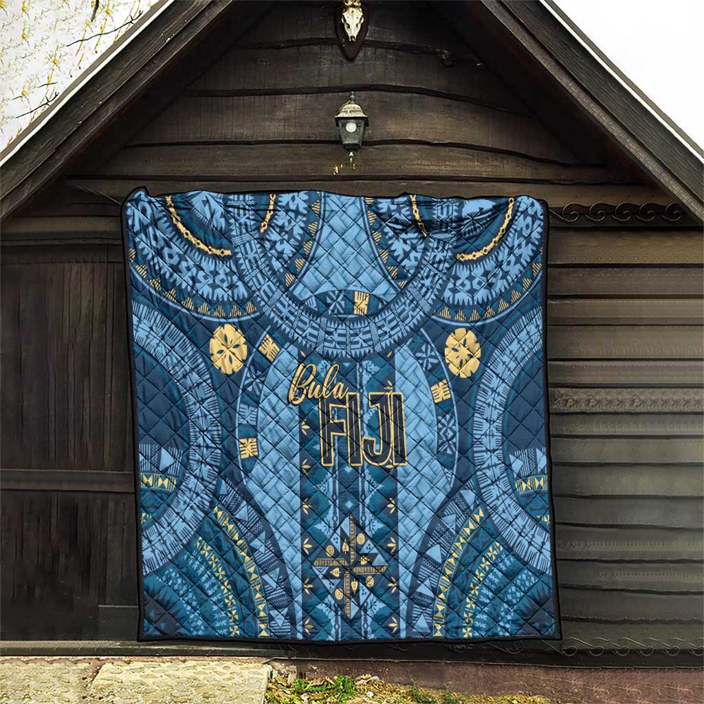 Bula Fiji Vintage Quilt Prussian Blue Masi Motifs