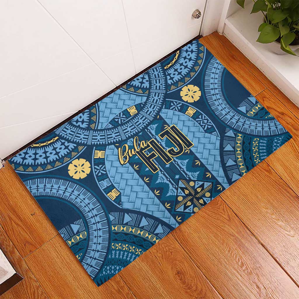 Bula Fiji Vintage Rubber Doormat Prussian Blue Masi Motifs
