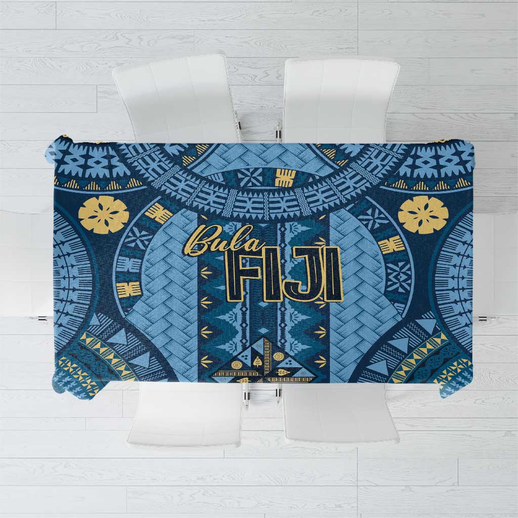 Bula Fiji Vintage Tablecloth Prussian Blue Masi Motifs