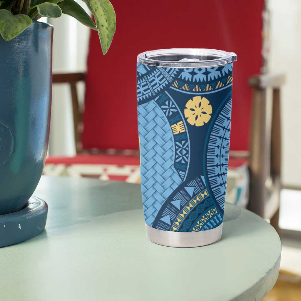 Bula Fiji Vintage Tumbler Cup Prussian Blue Masi Motifs