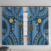 Bula Fiji Vintage Window Curtain Prussian Blue Masi Motifs
