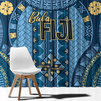 Bula Fiji Vintage Window Curtain Prussian Blue Masi Motifs