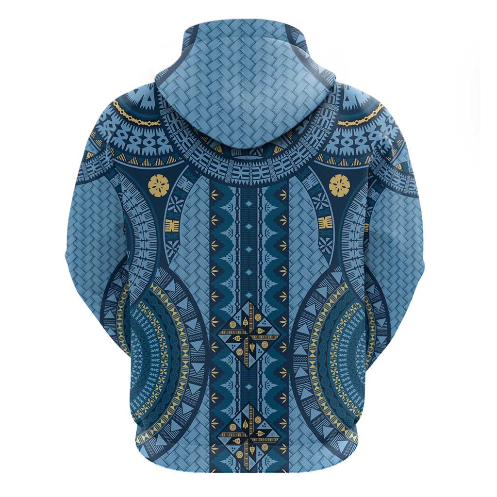 Bula Fiji Vintage Zip Hoodie Prussian Blue Masi Motifs