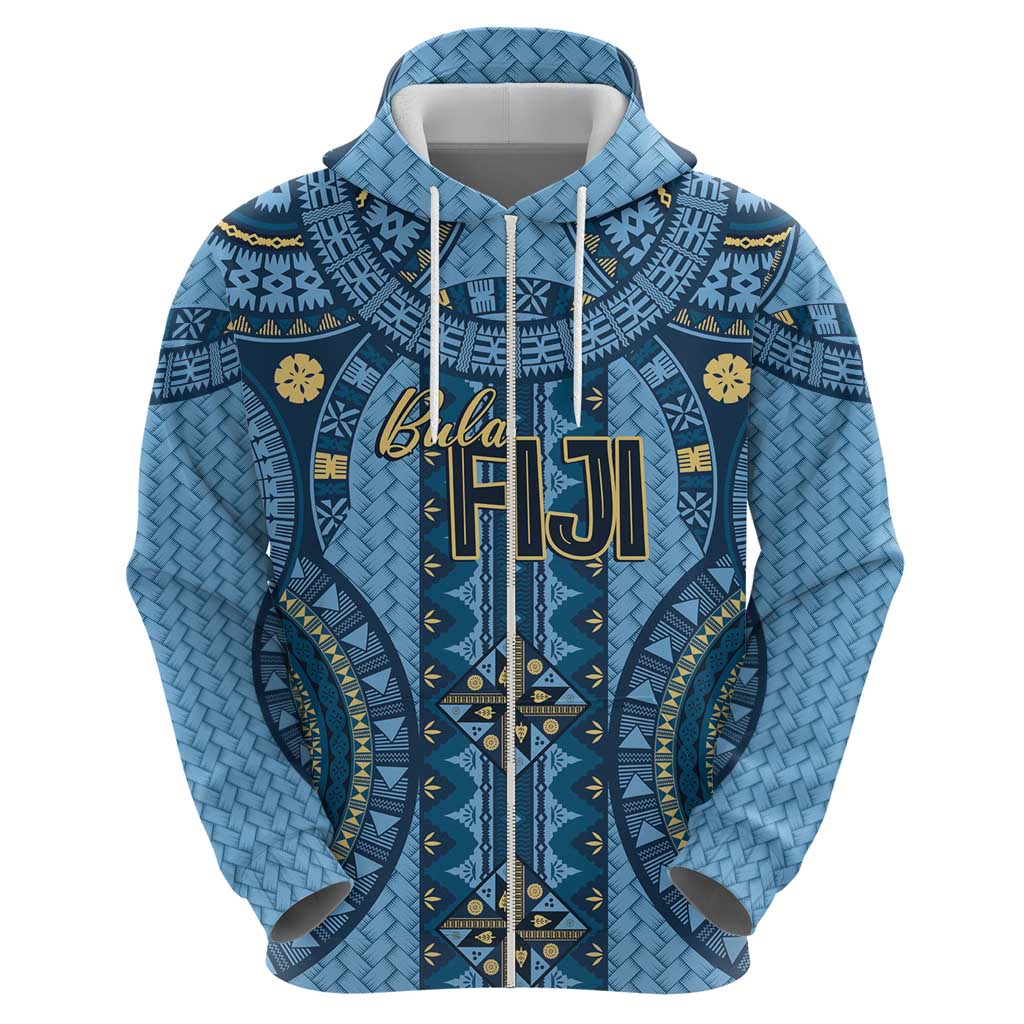 Bula Fiji Vintage Zip Hoodie Prussian Blue Masi Motifs