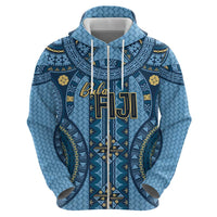 Bula Fiji Vintage Zip Hoodie Prussian Blue Masi Motifs