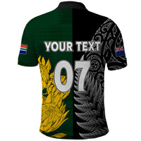 Custom New Zealand Mix South Africa Rugby Polo Shirt Protea Vs. Silver Ferns LT7 - Polynesian Pride