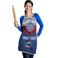 Manu Samoa Rugby Custom Navy Blue Apron ʻIe Toga Pattern With Red Ula fala LT7 - Polynesian Pride