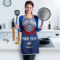 Manu Samoa Rugby Custom Navy Blue Apron ʻIe Toga Pattern With Red Ula fala LT7 - Polynesian Pride