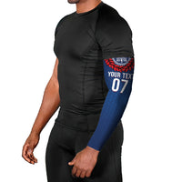 Manu Samoa Rugby Custom Navy Blue Arm Sleeves ʻIe Toga Pattern With Red Ula fala LT7 - Polynesian Pride