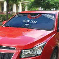 Manu Samoa Rugby Custom Navy Blue Auto Sun Shade ʻIe Toga Pattern With Red Ula fala LT7 - Polynesian Pride