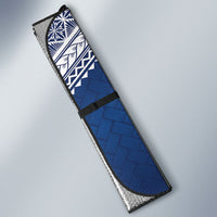 Manu Samoa Rugby Custom Navy Blue Auto Sun Shade ʻIe Toga Pattern With Red Ula fala LT7 - Polynesian Pride