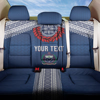 Manu Samoa Rugby Custom Navy Blue Back Car Seat Cover ʻIe Toga Pattern With Red Ula fala LT7 One Size Navy Blue - Polynesian Pride