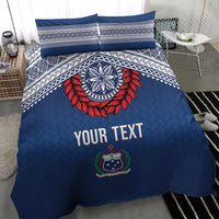 Manu Samoa Rugby Custom Navy Blue Bedding Set ʻIe Toga Pattern With Red Ula fala LT7 - Polynesian Pride