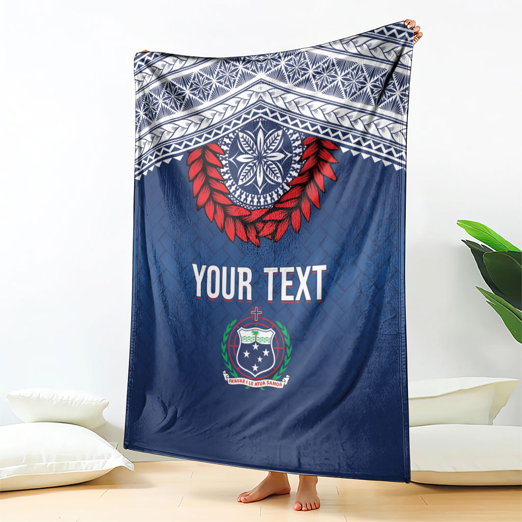 Manu Samoa Rugby Custom Navy Blue Blanket ʻIe Toga Pattern With Red Ula fala LT7 - Polynesian Pride