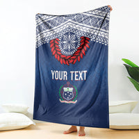 Manu Samoa Rugby Custom Navy Blue Blanket ʻIe Toga Pattern With Red Ula fala LT7 - Polynesian Pride