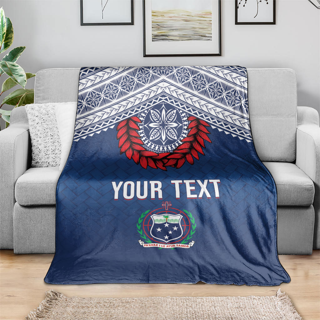 Manu Samoa Rugby Custom Navy Blue Blanket ʻIe Toga Pattern With Red Ula fala LT7 - Polynesian Pride