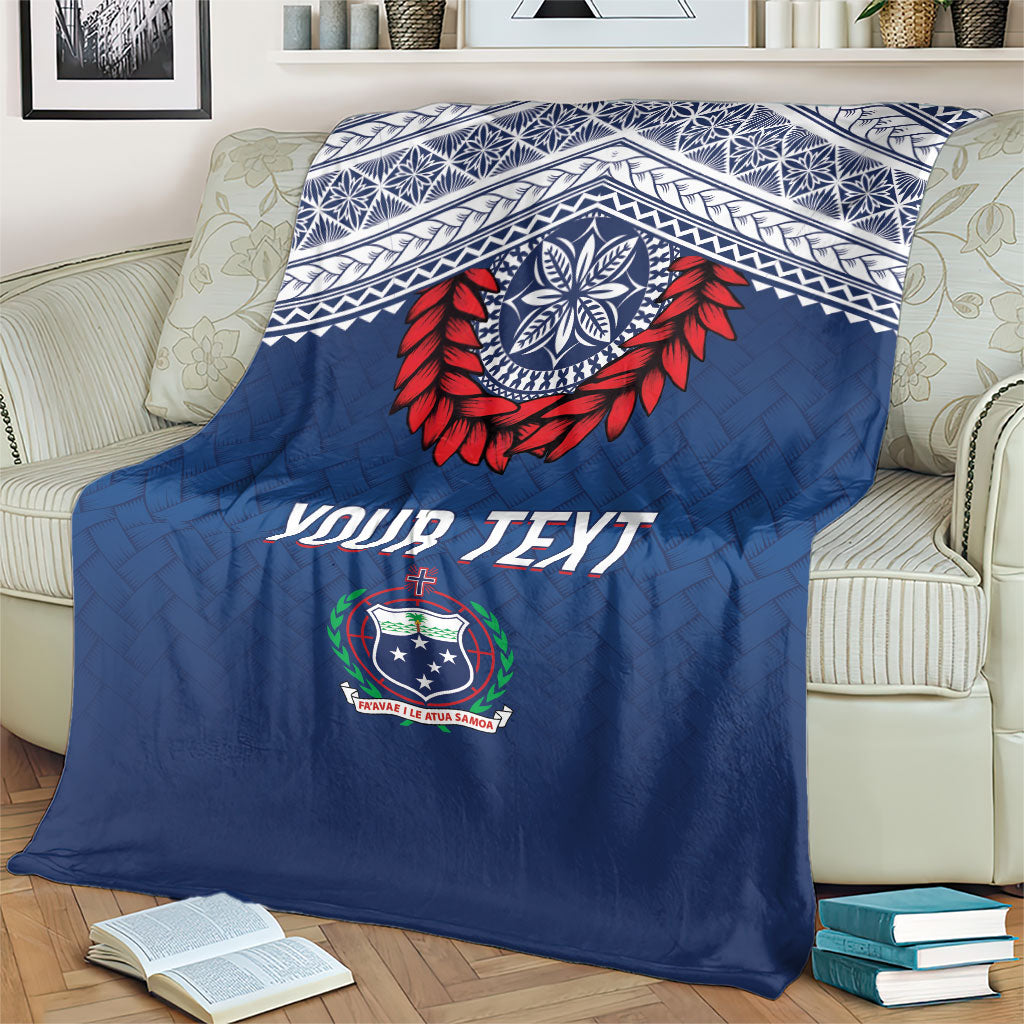 Manu Samoa Rugby Custom Navy Blue Blanket ʻIe Toga Pattern With Red Ula fala LT7 - Polynesian Pride