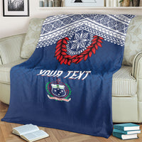 Manu Samoa Rugby Custom Navy Blue Blanket ʻIe Toga Pattern With Red Ula fala LT7 - Polynesian Pride