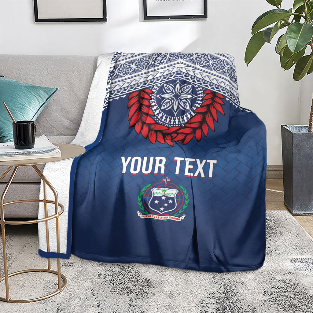 Manu Samoa Rugby Custom Navy Blue Blanket ʻIe Toga Pattern With Red Ula fala LT7 - Polynesian Pride