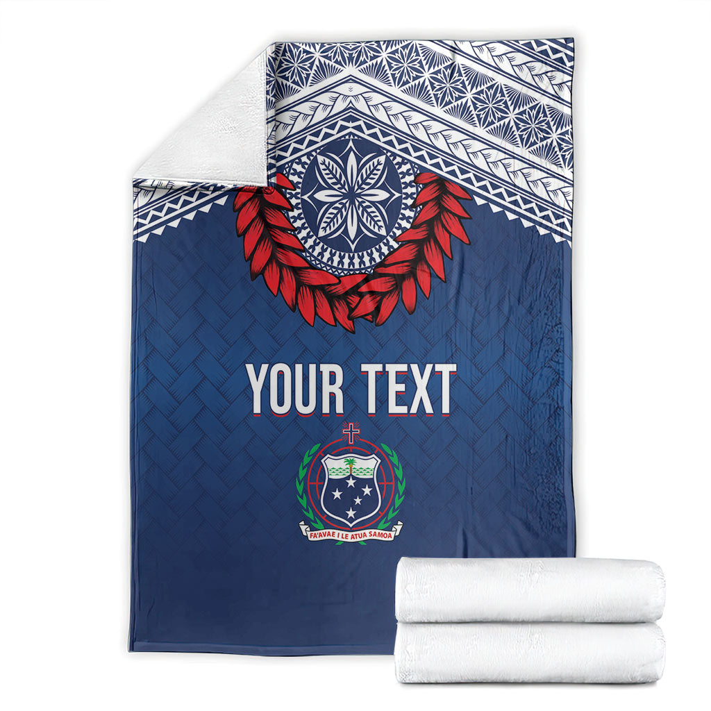 Manu Samoa Rugby Custom Navy Blue Blanket ʻIe Toga Pattern With Red Ula fala LT7 - Polynesian Pride