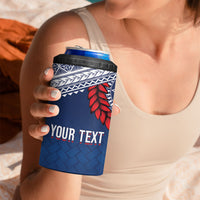 Manu Samoa Rugby Custom Navy Blue 4 in 1 Can Cooler Tumbler ʻIe Toga Pattern With Red Ula fala LT7 - Polynesian Pride