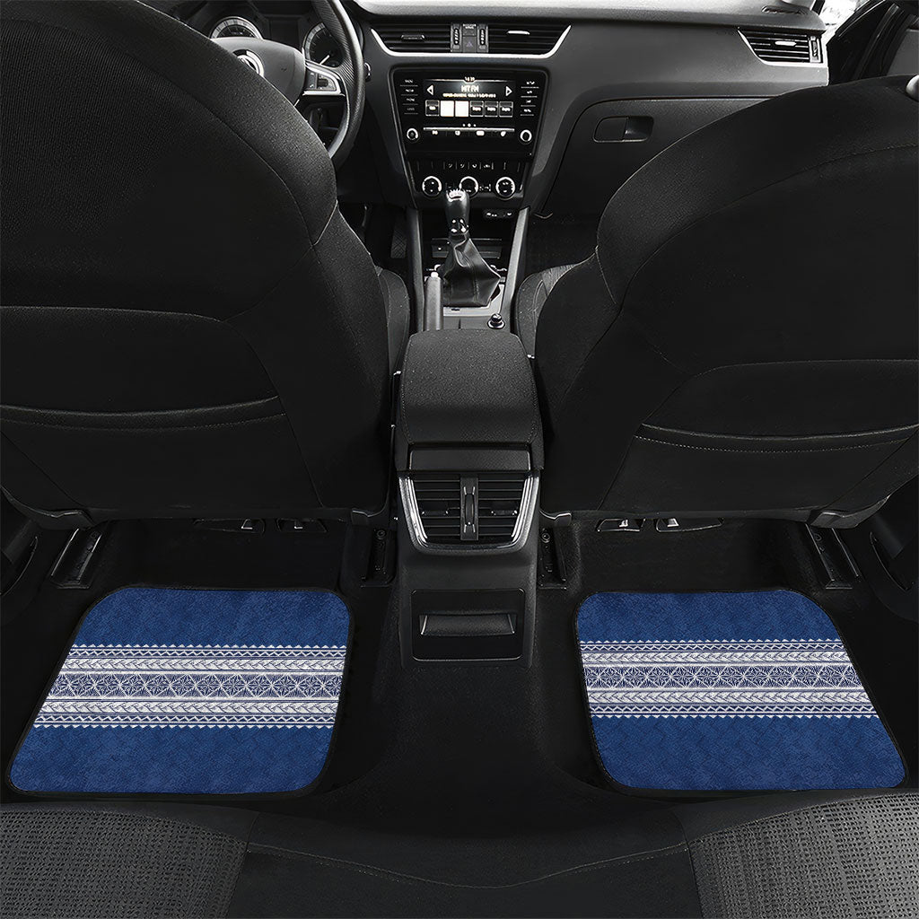 Manu Samoa Rugby Custom Navy Blue Car Mats ʻIe Toga Pattern With Red Ula fala LT7 Set 2pcs - Back Navy Blue - Polynesian Pride