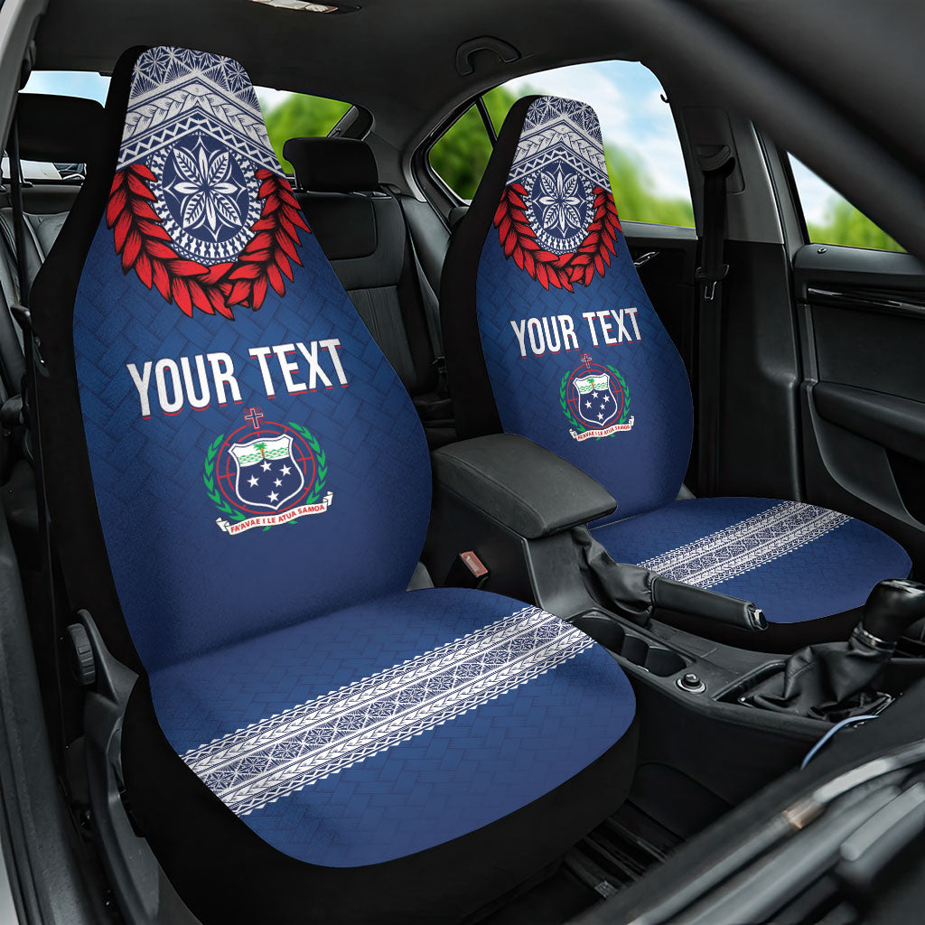 Manu Samoa Rugby Custom Navy Blue Car Seat Cover ʻIe Toga Pattern With Red Ula fala LT7 One Size Navy Blue - Polynesian Pride