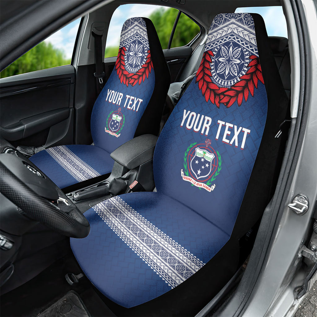Manu Samoa Rugby Custom Navy Blue Car Seat Cover ʻIe Toga Pattern With Red Ula fala LT7 - Polynesian Pride