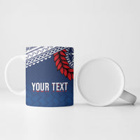 Manu Samoa Rugby Custom Navy Blue Ceramic Mug ʻIe Toga Pattern With Red Ula fala LT7 - Polynesian Pride