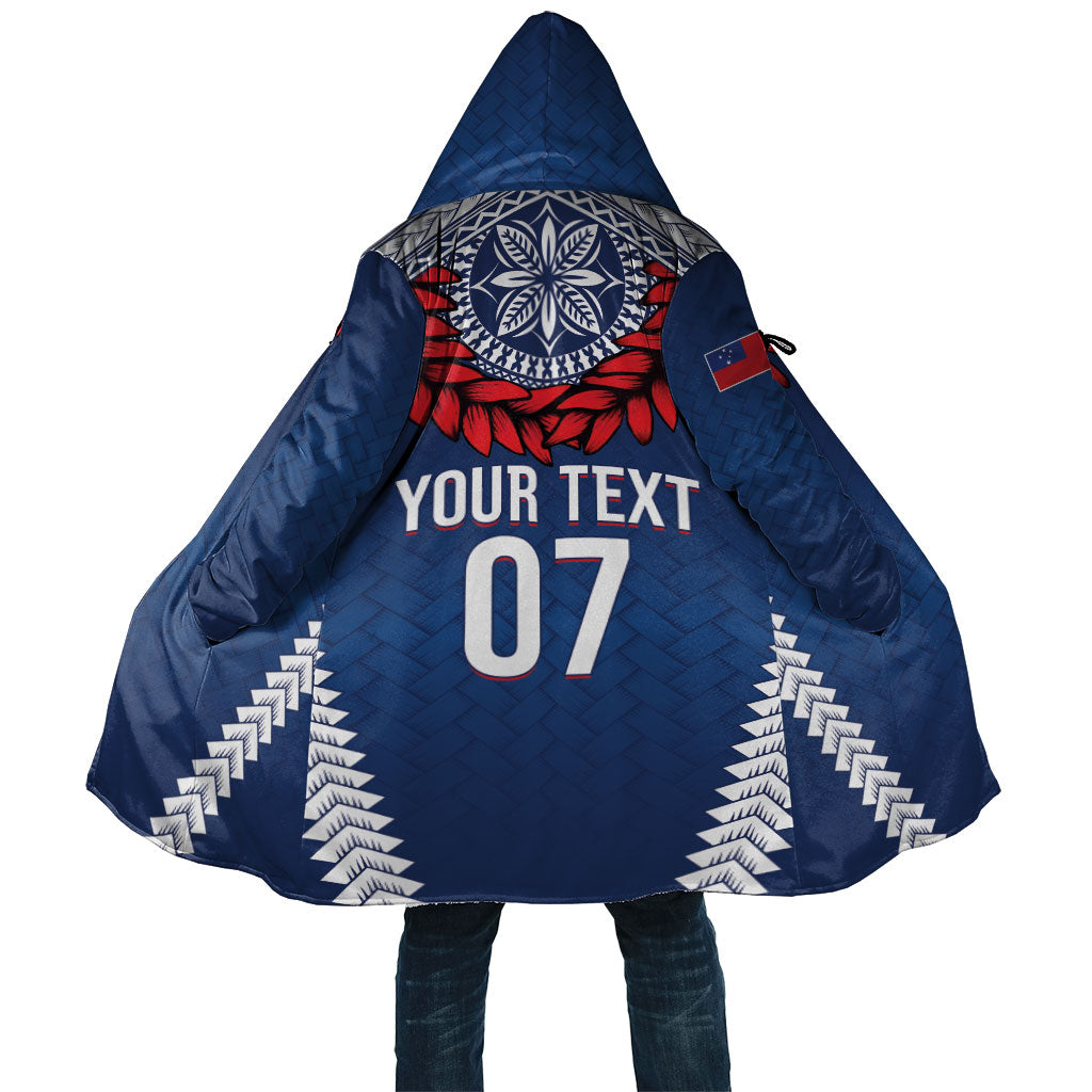 Manu Samoa Rugby Custom Navy Blue Cloak ʻIe Toga Pattern With Red Ula fala LT7 Unisex Navy Blue - Polynesian Pride