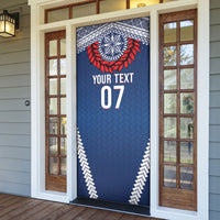 Manu Samoa Rugby Custom Navy Blue Door Cover ʻIe Toga Pattern With Red Ula fala LT7 - Polynesian Pride